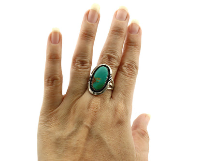 Navajo Ring .925 Silver Royston Turquoise Native American Artist C.1980's