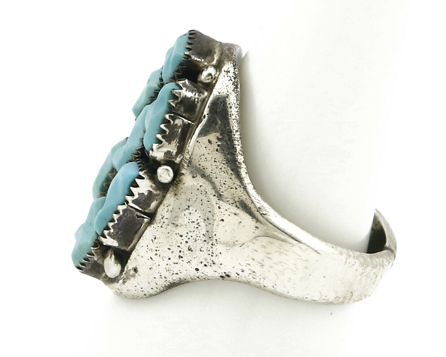 ZUNI Ring .925 SOLID Silver Sleeping Beauty Turquoise LEEKITY C.1980's
