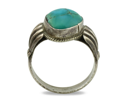 Navajo Ring .925 Silver Kingman Turquoise Native American Artist C.1980's