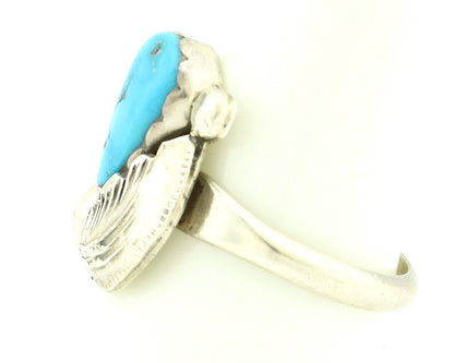 Zuni Ring 925 Silver Natural Blue Gem Turquoise Artist Signed Simplicio C.80's