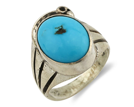 Navajo Ring .925 Silver Blue Turquoise Artist Native American C.80's