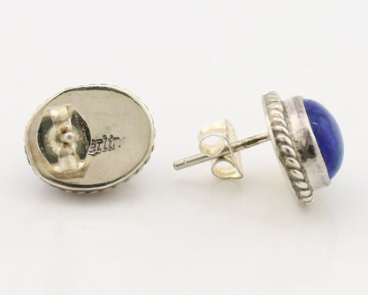 Navajo Earrings 925 Silver Natural Mined Lapis Native American Artist C80s