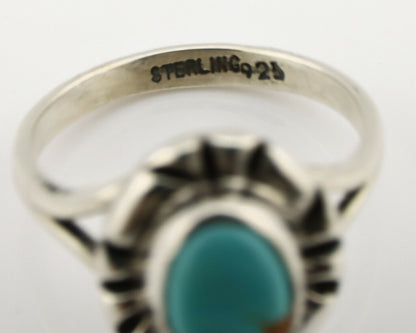 Navajo Ring .925 Silver Kingman Turquoise Artist Signed Gecko C.90's