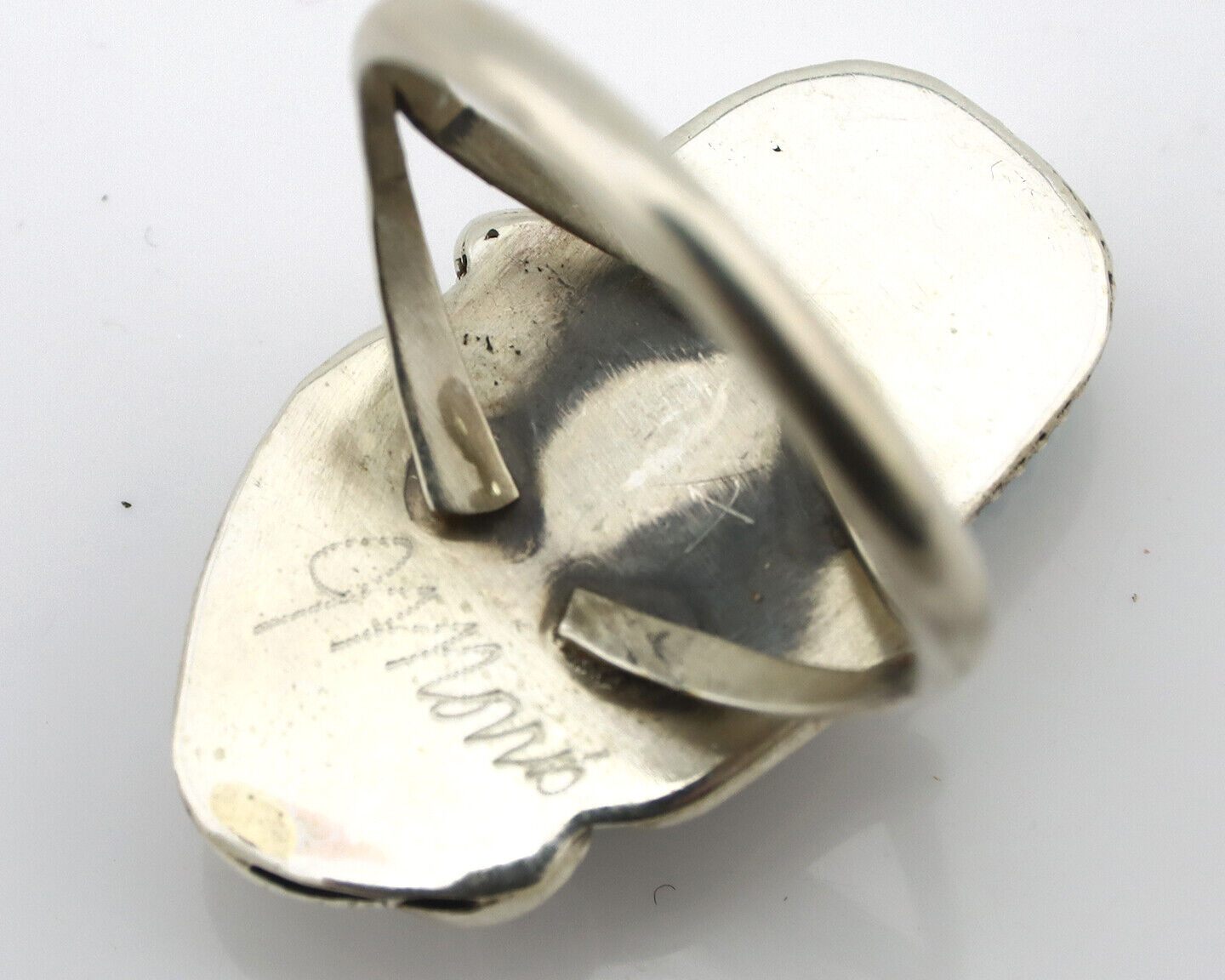 Navajo Ring 925 Silver Sleeping Beauty Turquoise Artist Signed Morris C.80's