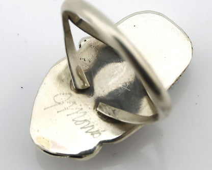 Navajo Ring 925 Silver Sleeping Beauty Turquoise Artist Signed Morris C.80's
