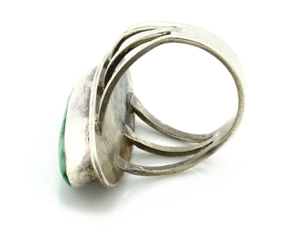 Navajo Ring .925 Silver Natural Mined Green Turquoise Artist Signed P C.80's