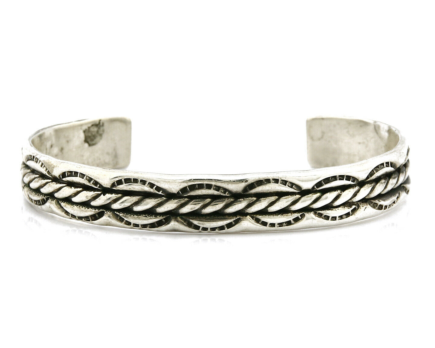 Women's Navajo Bracelet .925 Silver Handmade Cuff Signed Montoya C.1980's