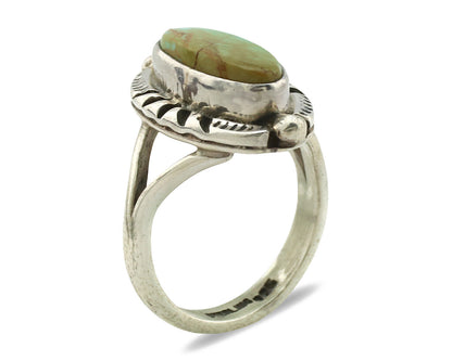 Navajo Ring .925 Silver Kingman Turquoise Artist Signed Gecko C.80's