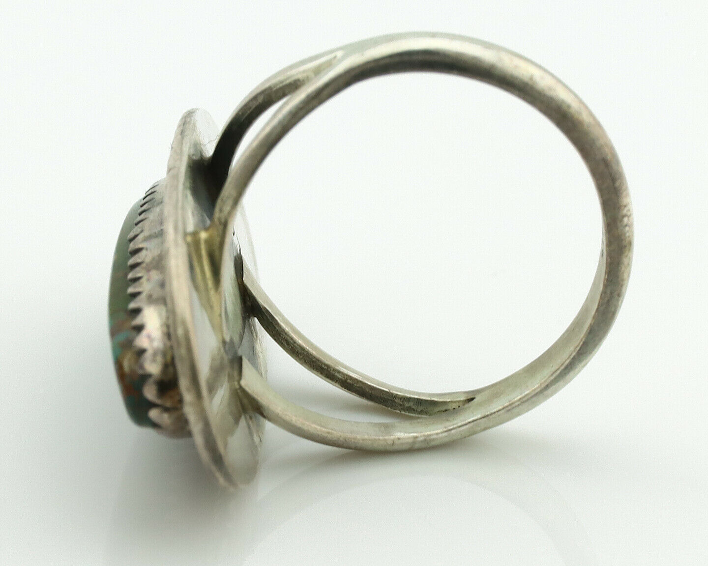 Navajo Ring .925 Silver Nevada Turquoise Signed M Begay C.1980's