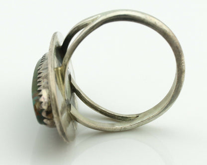 Navajo Ring .925 Silver Nevada Turquoise Signed M Begay C.1980's