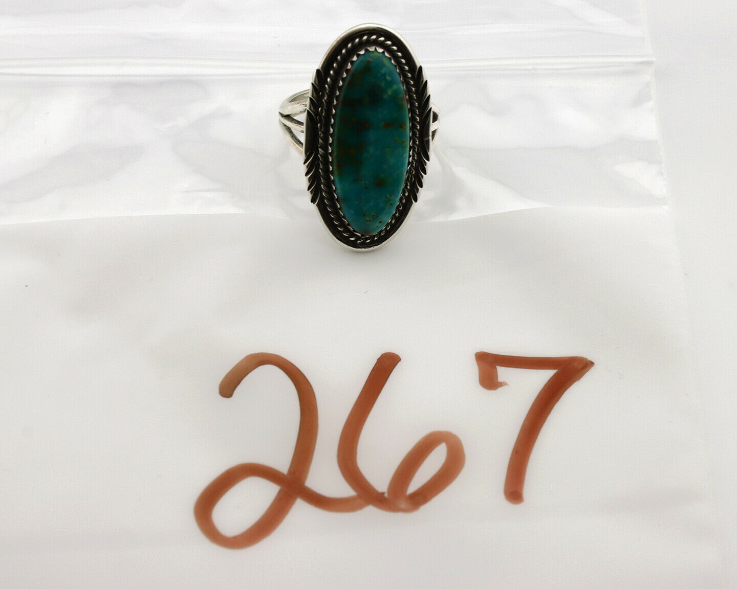 Navajo Ring .925 Silver Blue Gem Turquoise Artist Signed USA C.80's