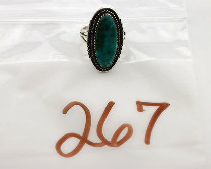 Navajo Ring .925 Silver Blue Gem Turquoise Artist Signed USA C.80's