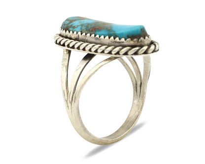 Navajo Ring .925 Silver Kingman Turquoise Artist Signed Gecko C.90's
