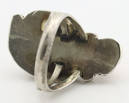 Navajo Handmade Ring 925 Silver Turquiose & Coral Native American Artist C.80's
