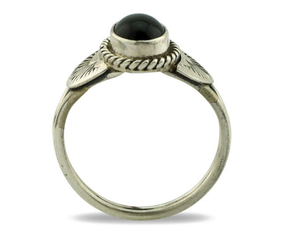 Navajo Ring 925 Silver Natural Mined Black Onyx Native American Artist C.80's