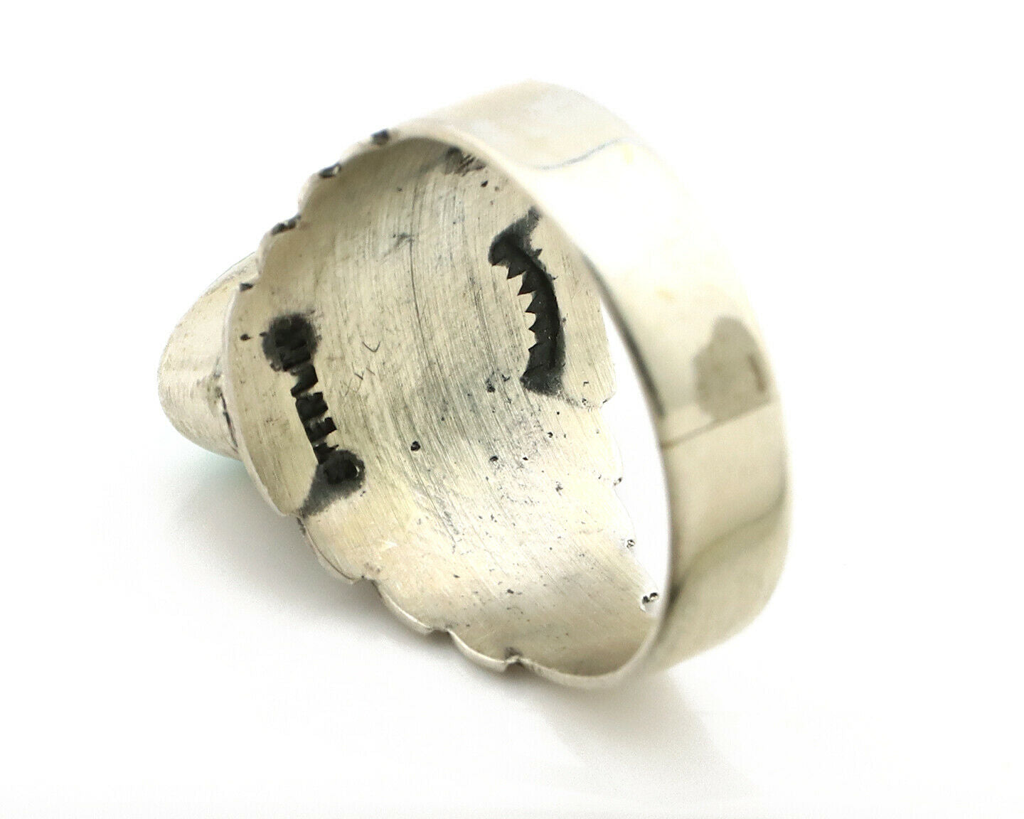 Navajo Ring .925 Silver Kingman Turquoise Artist Signed Apache C.80's