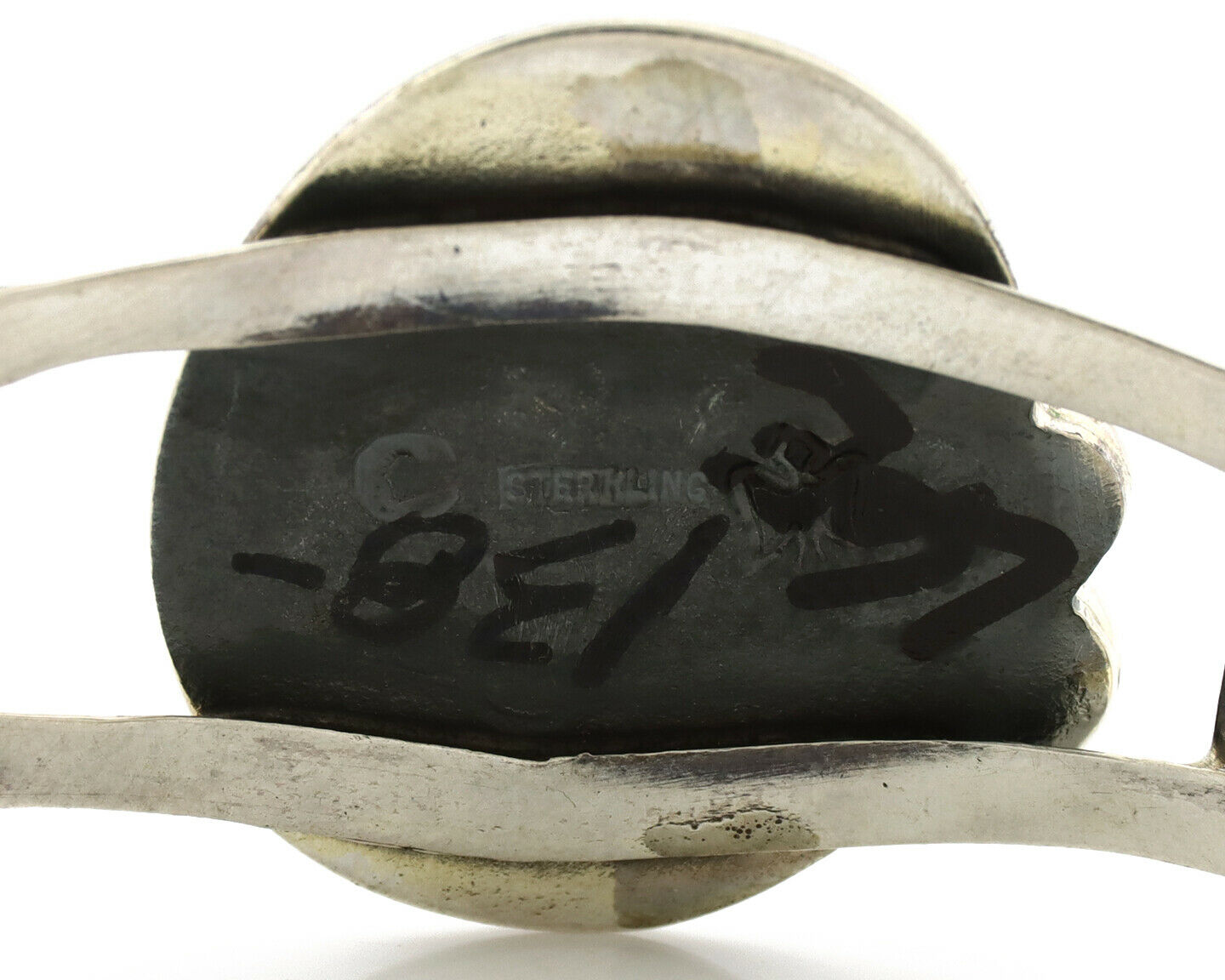 Navajo Bracelet .925 Silver Morenci Turquoise Artist Signed C Montoya 80's