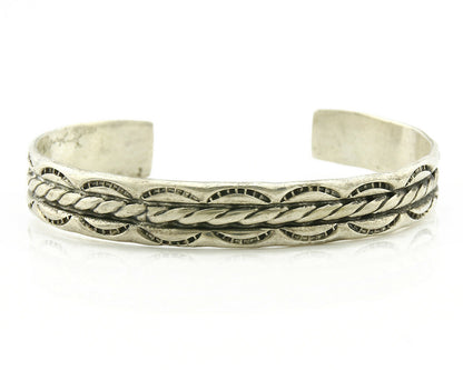 Navajo Bracelet .925 Silver Handmade Hand Stamped Signed Artist C Montoya C.80s