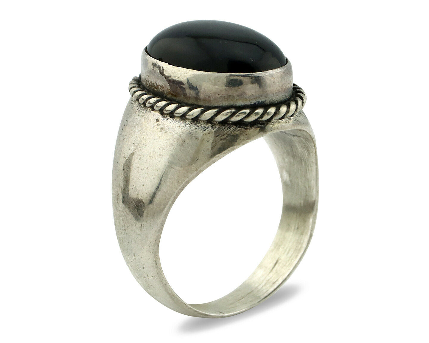 Navajo Ring .925 Silver Handmade Black Onyx Native American Artist C.80's