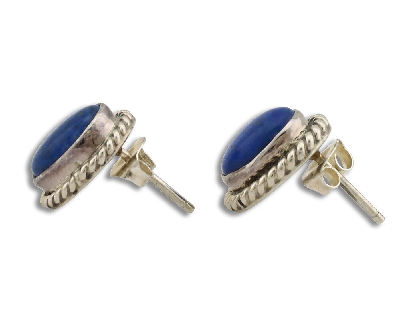 Navajo Earrings 925 Silver Natural Mined Lapis Native American Artist C80s