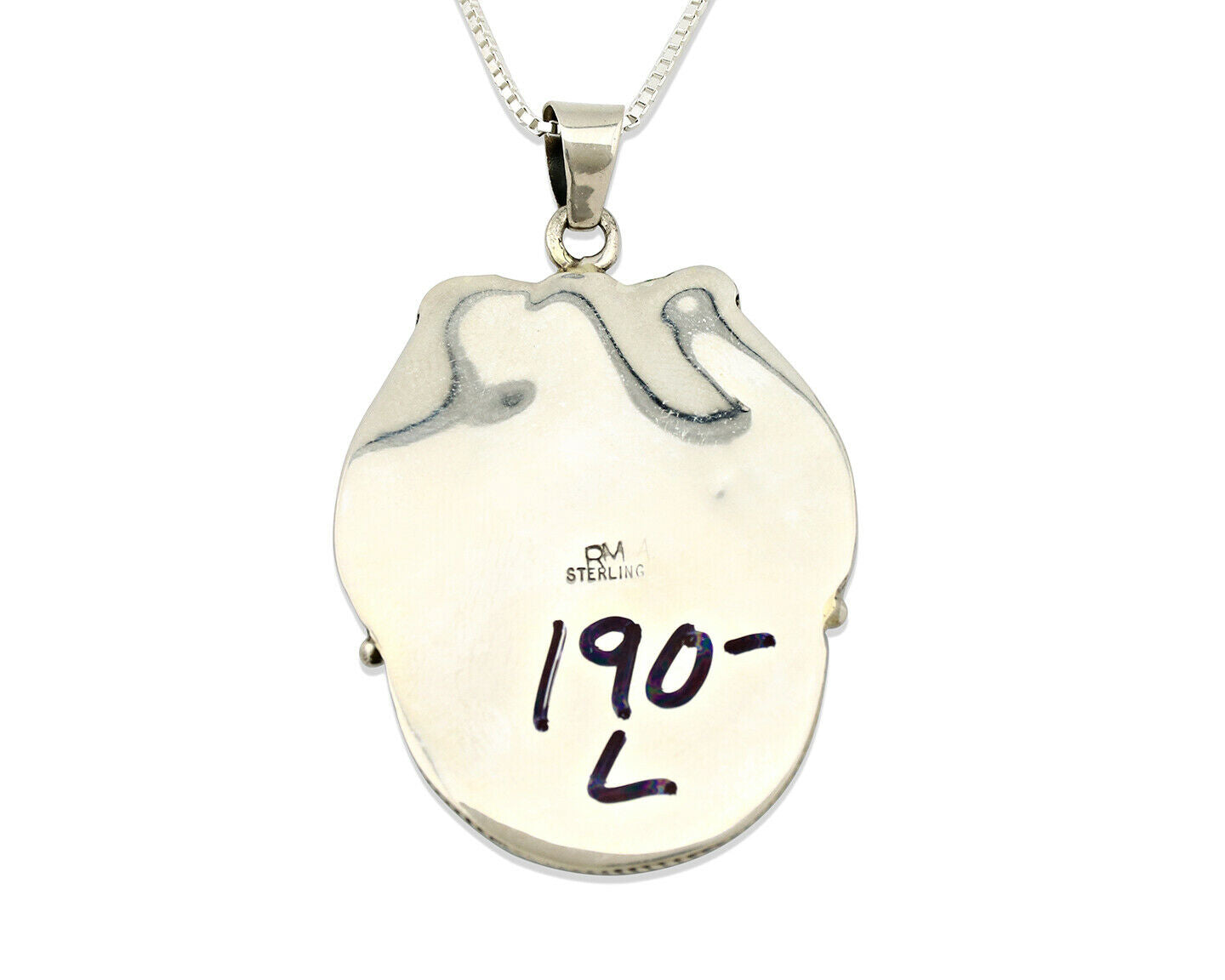 Navajo Necklace .925 Silver Spiderweb Turquoise Signed RM C.1980's