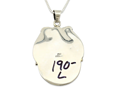 Navajo Necklace .925 Silver Spiderweb Turquoise Signed RM C.1980's