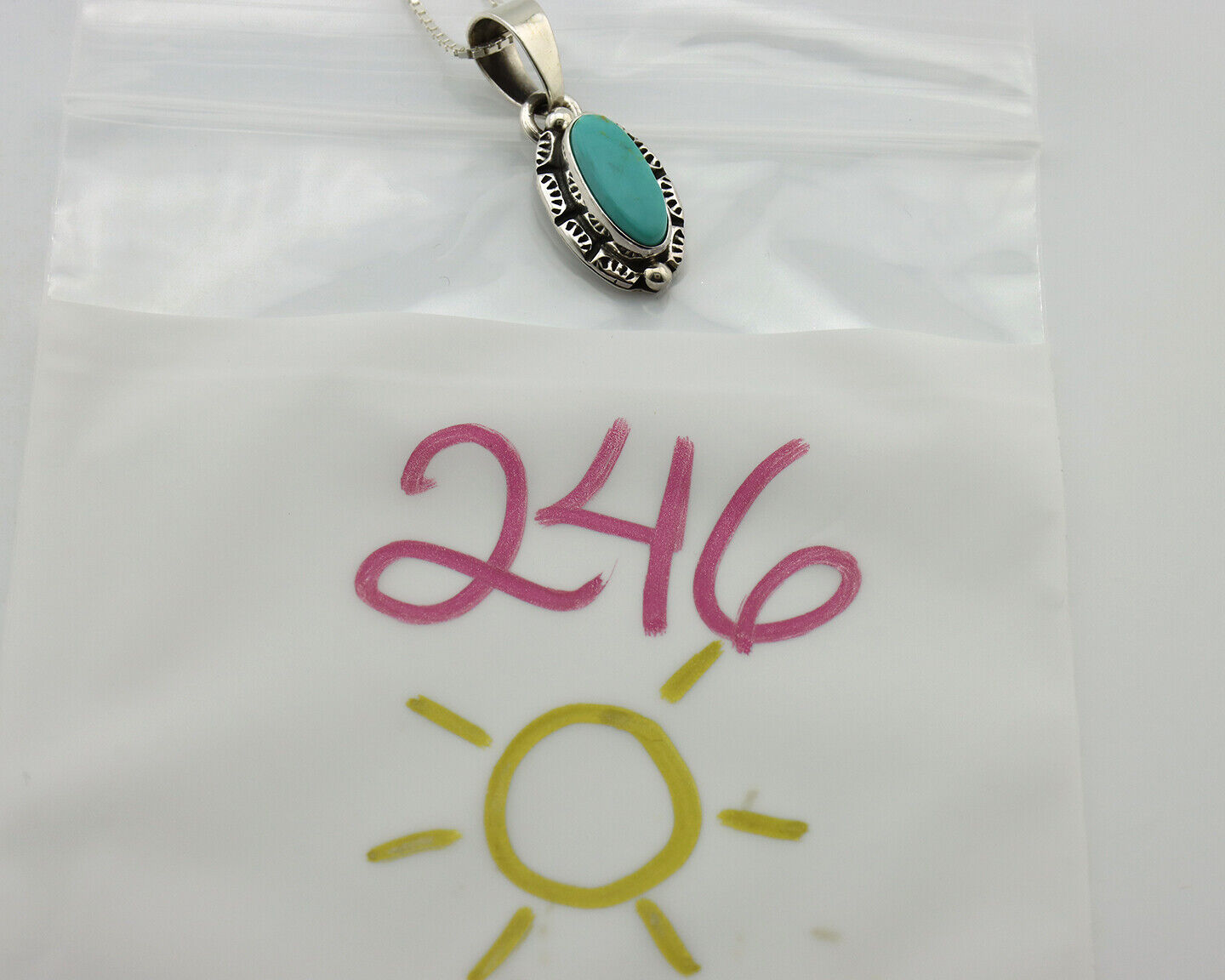 Navajo Necklace 925 Silver Kingman Turquoise Artist Signed Gecko C.80's