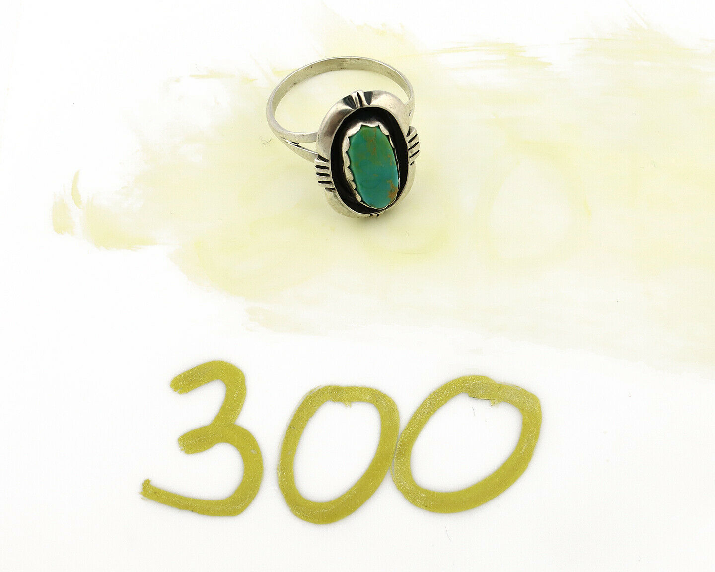 Navajo Ring .925 Silver Kingman Turquoise Artist Signed Apache C.80's