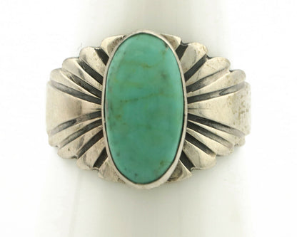 Navajo Ring .925 Silver Kingman Turquoise Artist Signed Apache C.80's