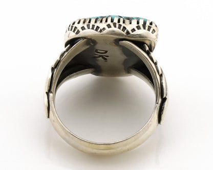 Navajo Ring .925 Silver Sleeping Beauty Turquoise Artist Signed DK C.80's