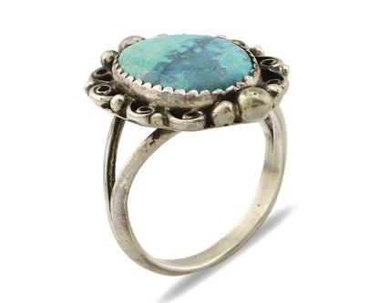 Navajo Ring .925 Silver Kingman Turquoise Artist Signed Billy Eagle C.90's