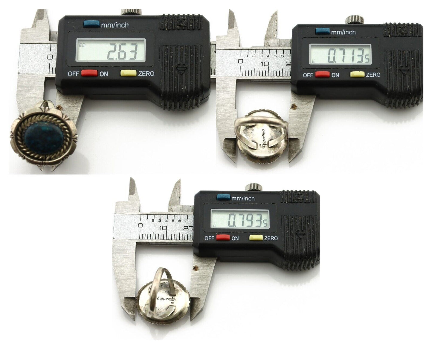 Men's Navajo Ring 925 Silver Spiderweb Turquoise Signed C Montoya & TI C.80's