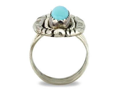 Navajo Ring .925 Silver Blue Turquoise Artist Signed V&N EDSITTY C.80's