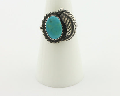 Navajo Handmade Ring .925 Silver Kingman Turquoise Native Artist C.80's
