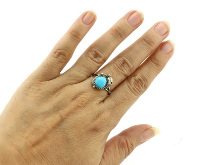 Navajo Ring .925 Silver Natural Blue Mined Southwest Turquoise Native Artist C80