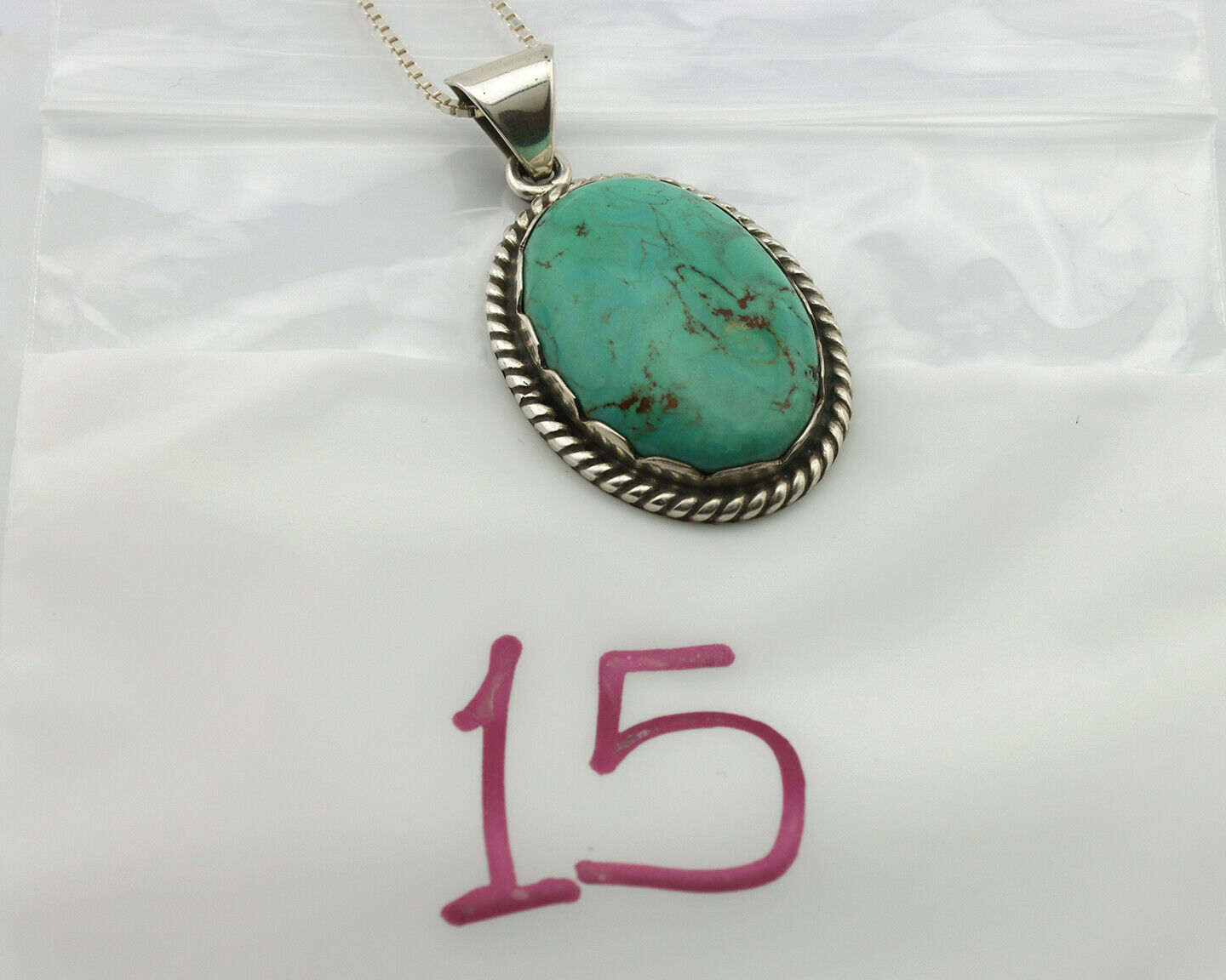 Navajo Handmade Pendant Necklace .925 Silver Artist Signed Sunrise C.80's