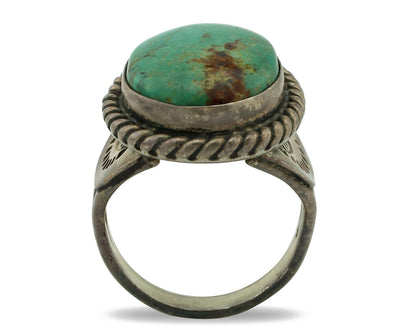 Navajo Ring 925 Silver Turq Mtn Turquoise Native American Signed C.80's