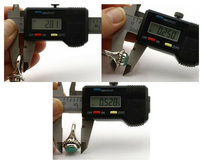 Navajo Ring .925 Silver Kingman Turquoise Artist Signed Gecko C.90's