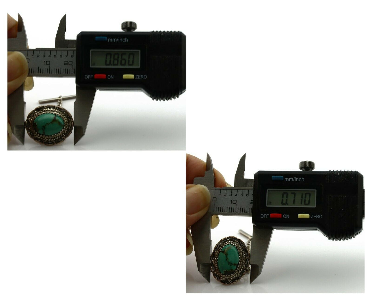 Navajo Tie Tack .925 Silver Morenci Turquoise Artist Native American C.80's