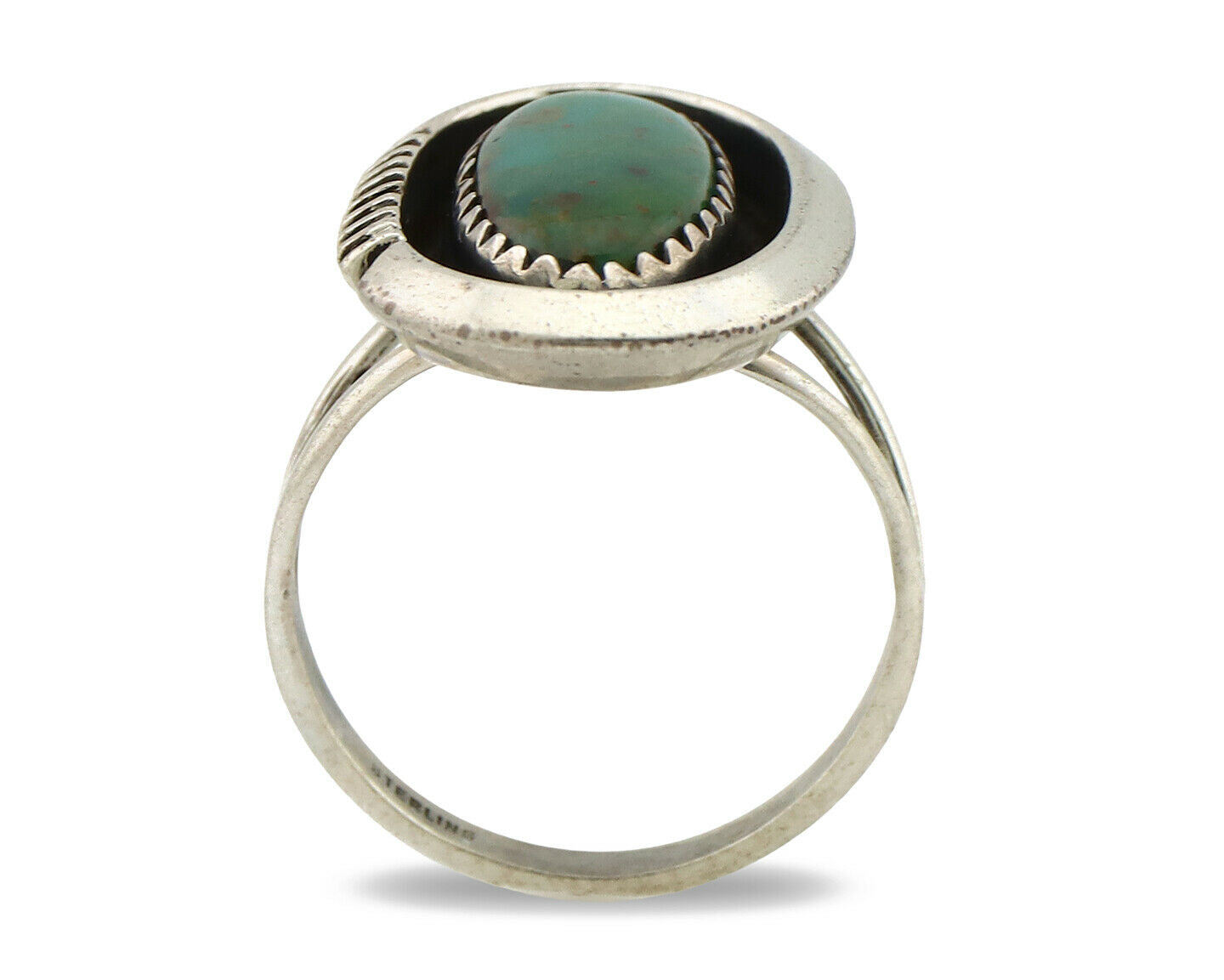 Navajo Ring .925 Silver Kingman Turquoise Native American Artist C.1980's