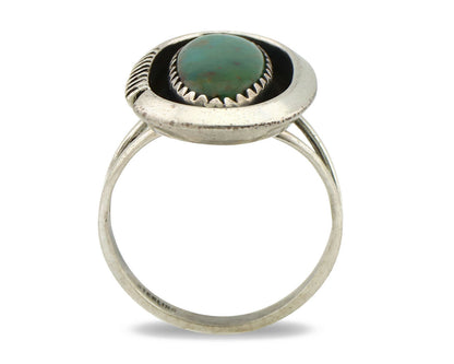 Navajo Ring .925 Silver Kingman Turquoise Native American Artist C.1980's