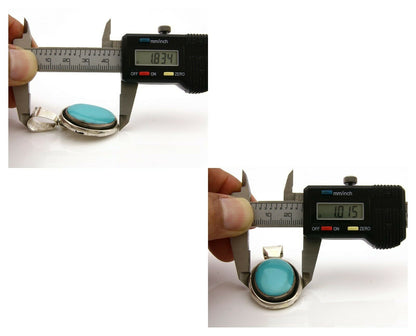 Navajo Pendant .925 Silver Blue Southwest Turquoise Signed Artist V C.80's