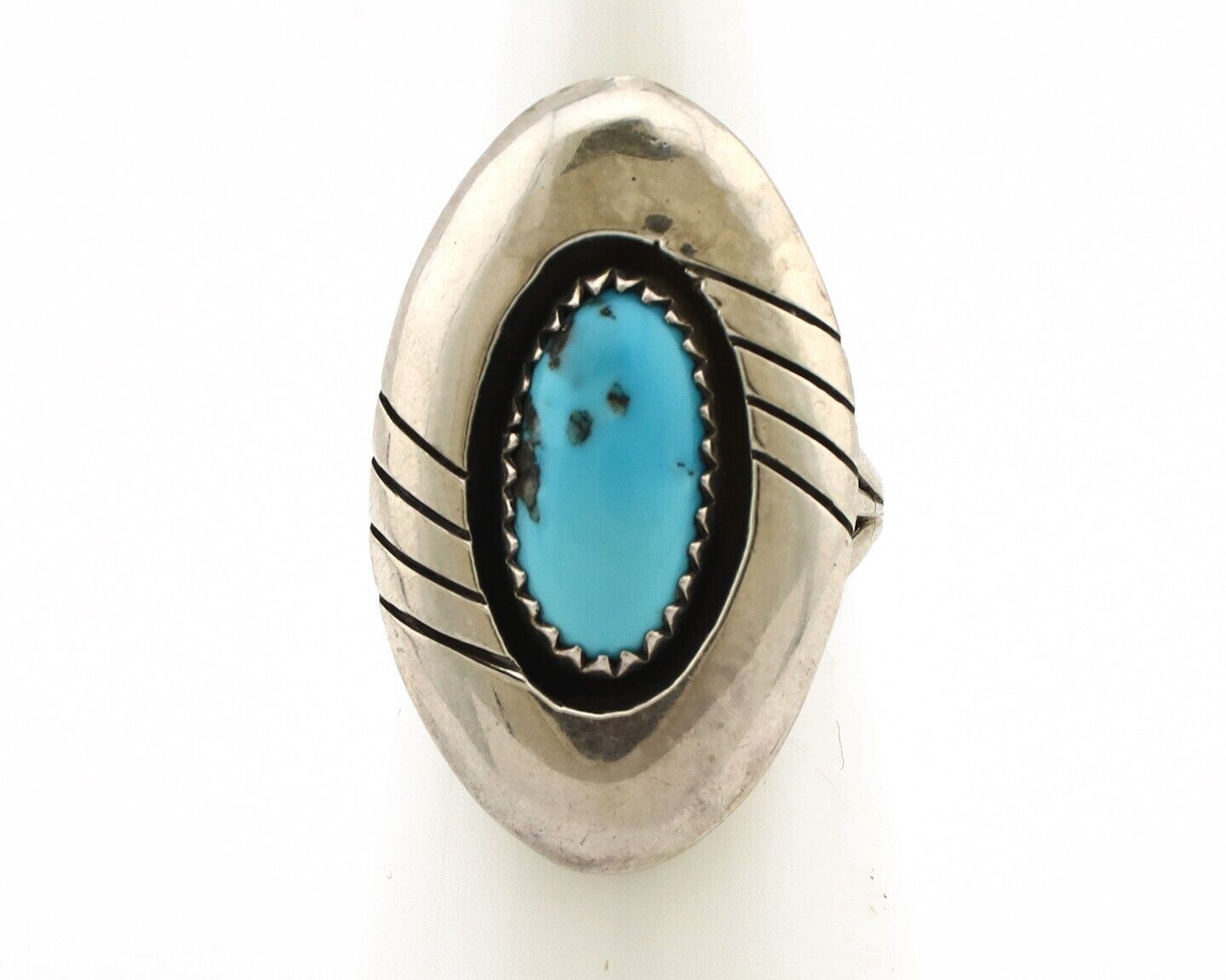 Navajo Ring 925 Silver Sleeping Beauty Turquoise Signed P C.80's