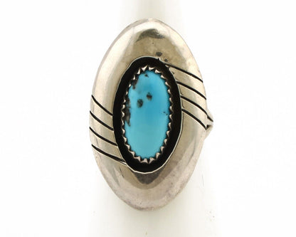 Navajo Ring 925 Silver Sleeping Beauty Turquoise Signed P C.80's