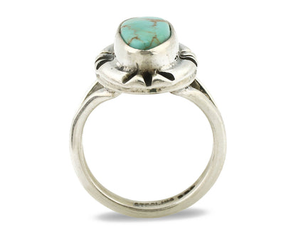Navajo Ring .925 Silver Natural Mined Turquoise Artist Signed Gecko C.80's