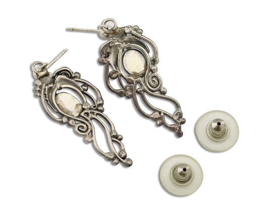 Navajo Earrings 925 Silver Cripple Creek Turquoise Native American Artist C.90's