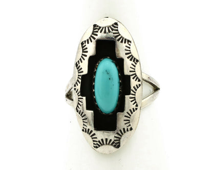 Navajo Ring .925 Silver Sleeping Beauty Turquoise Artist Signed P C80s