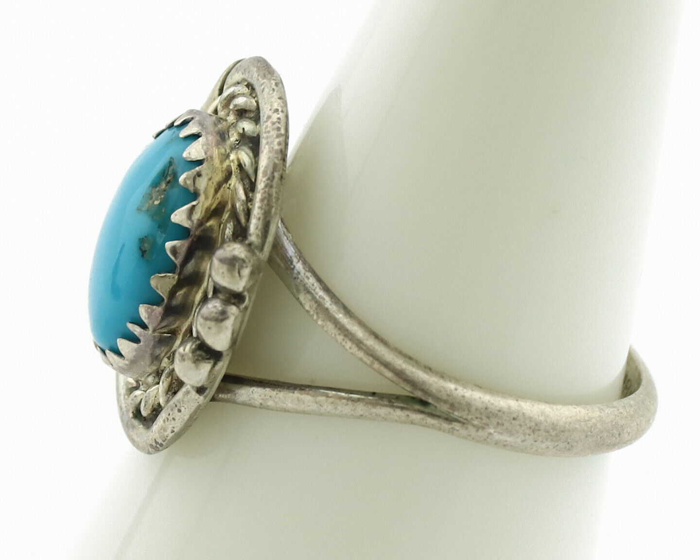 Navajo Ring .925 Silver Sleeping Beauty Turquoise Native Artist C.80's