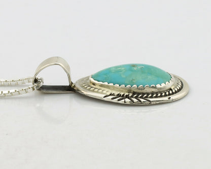 Navajo Necklace .925 Silver Morenci Turquoise Signed Anna Begay C.1980's