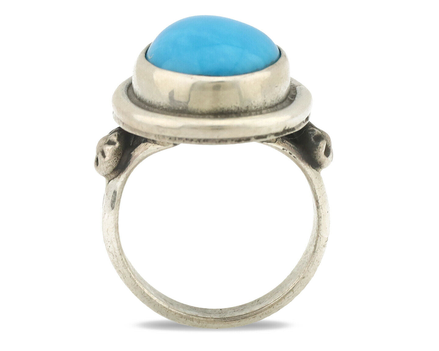 Navajo Ring .925 Silver Natural Blue Turquoise Native American Artist C.1980's